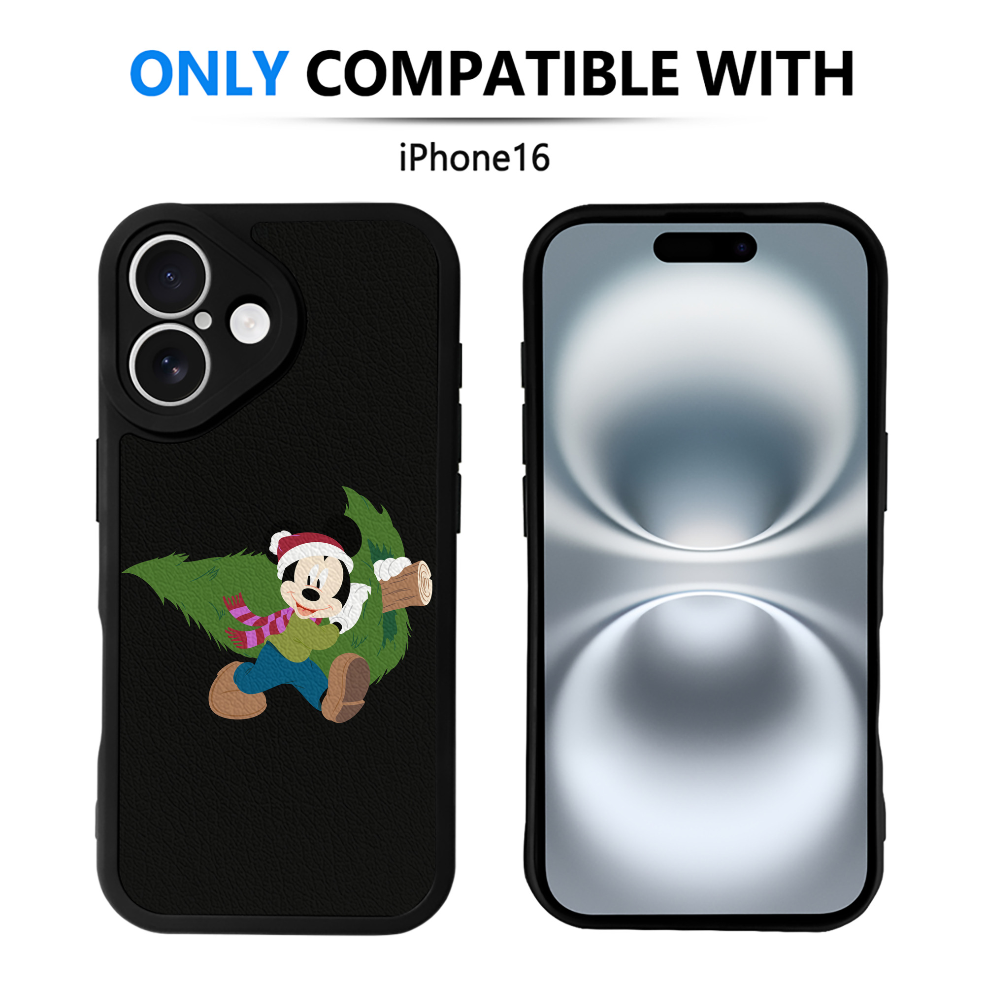 （画像用） ミッキーマウス Mickey Mouse 【iPhone 16シリーズ対応】シリコンスマホケース（レザー調） 材質：シリコン